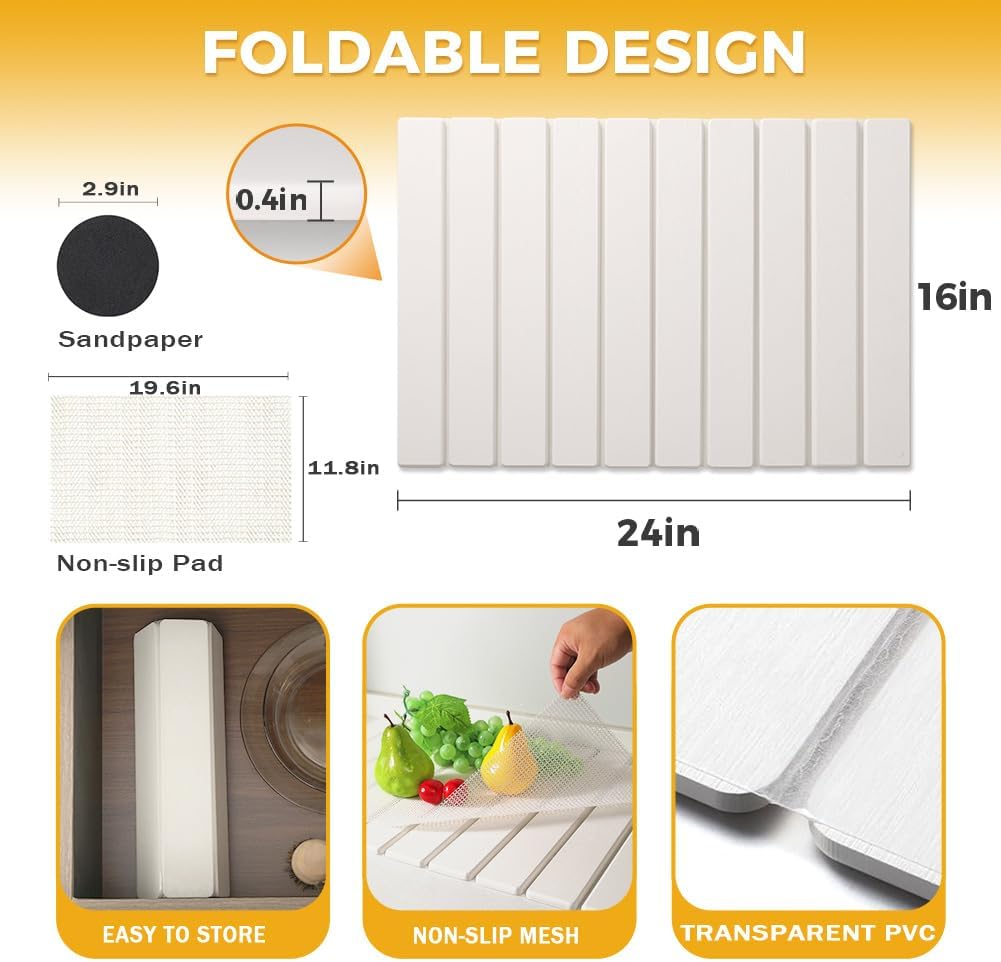 Stone Drying Mat for Kitchen Counter, 24"×16" Collapsible Diatomaceous Earth Dish Drying Mats, Fast Absorbent, Large Quick-drying Draining Mat for Dishes Cookware Cups Bathroom Any Countertop