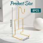 Vin Beauty 8Pcs Teacup Holder Display Stand Tea Cup and Saucer Display Stand Holder Metal China Coffee Mug Cup Storage Organizer 6.22 X 2.44 Inches Gold Metal Teacup Hanger Tray Rack for Plate Teapot