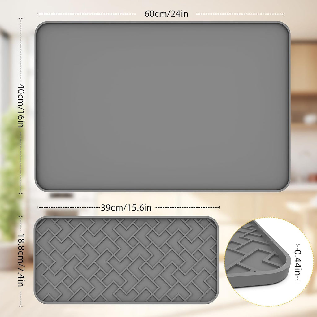 Silicone Coffee Mat - Removable Bar Mat with Concave and Convex Design, Leak-Proof and Non-Slip, Suitable for Use Under the Coffee Machine to Keep the Countertop Clean (Grey24"x16")