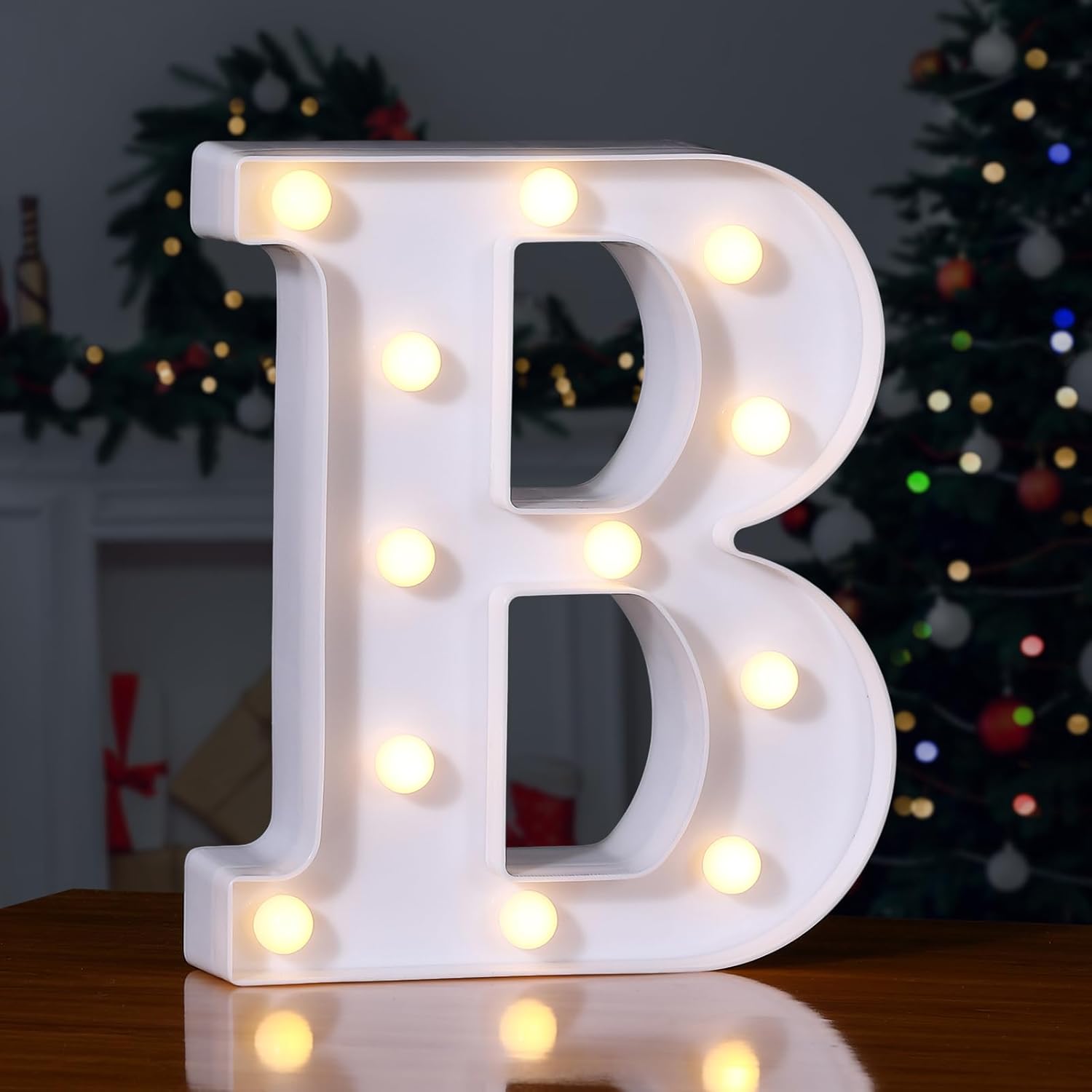 Foaky LED Letter Lights Sign Marquee Light Up Letters Sign for Night Light Wedding/Birthday Party Battery Powered Christmas Lamp Home Bar Decoration(B)