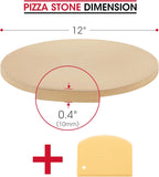 Unicook Round Pizza Stone 12 Inch, Cordierite Bread Baking Stone for Oven and Grill, Thermal Shock Resistant, Including Dough Scraper
