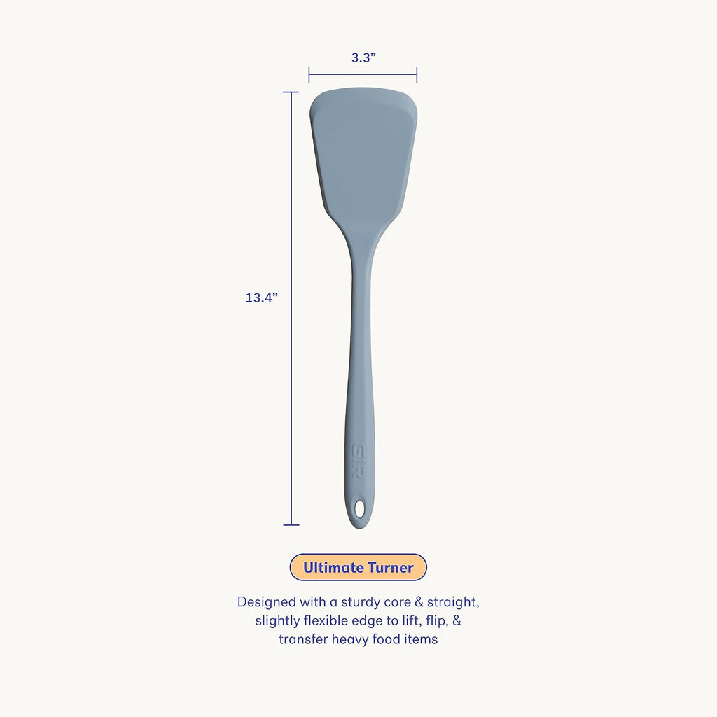 GIR: Get It Right Silicone Spatula Turner - 13-Inch Slate - Heat-Resistant & Non-Stick Core with Flexible Tip - Pancake Flipper - Dishwasher Safe