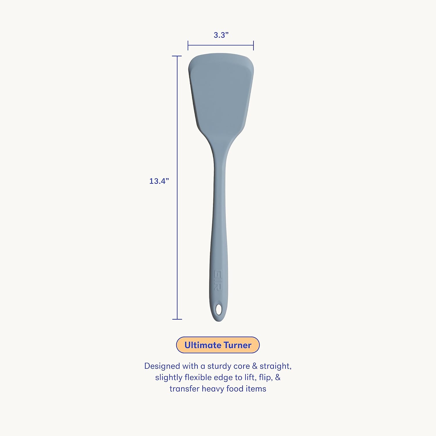 GIR: Get It Right Silicone Spatula Turner - 13-Inch Slate - Heat-Resistant & Non-Stick Core with Flexible Tip - Pancake Flipper - Dishwasher Safe