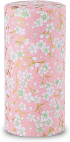 Tea caddy for loose leaf tea japanese washi paper 200g capacity (Sakura of Kyoto/Pink) tea caddies tea tin tea canister