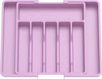 Lifewit Silverware Drawer Organizer, Expandable Utensil Tray for Kitchen, BPA Free Flatware and Cutlery Holder, Adjustable Plastic Storage for Spoons Forks Knives, Large, Purple