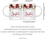 Andaz Press 11oz. Wedding Ceramic Coffee Tea Mug Gift, Fall Autumn Marsala Burgundy Flowers Roses Florals, Sister of the Bride, 1-Pack, Includes Gift Box