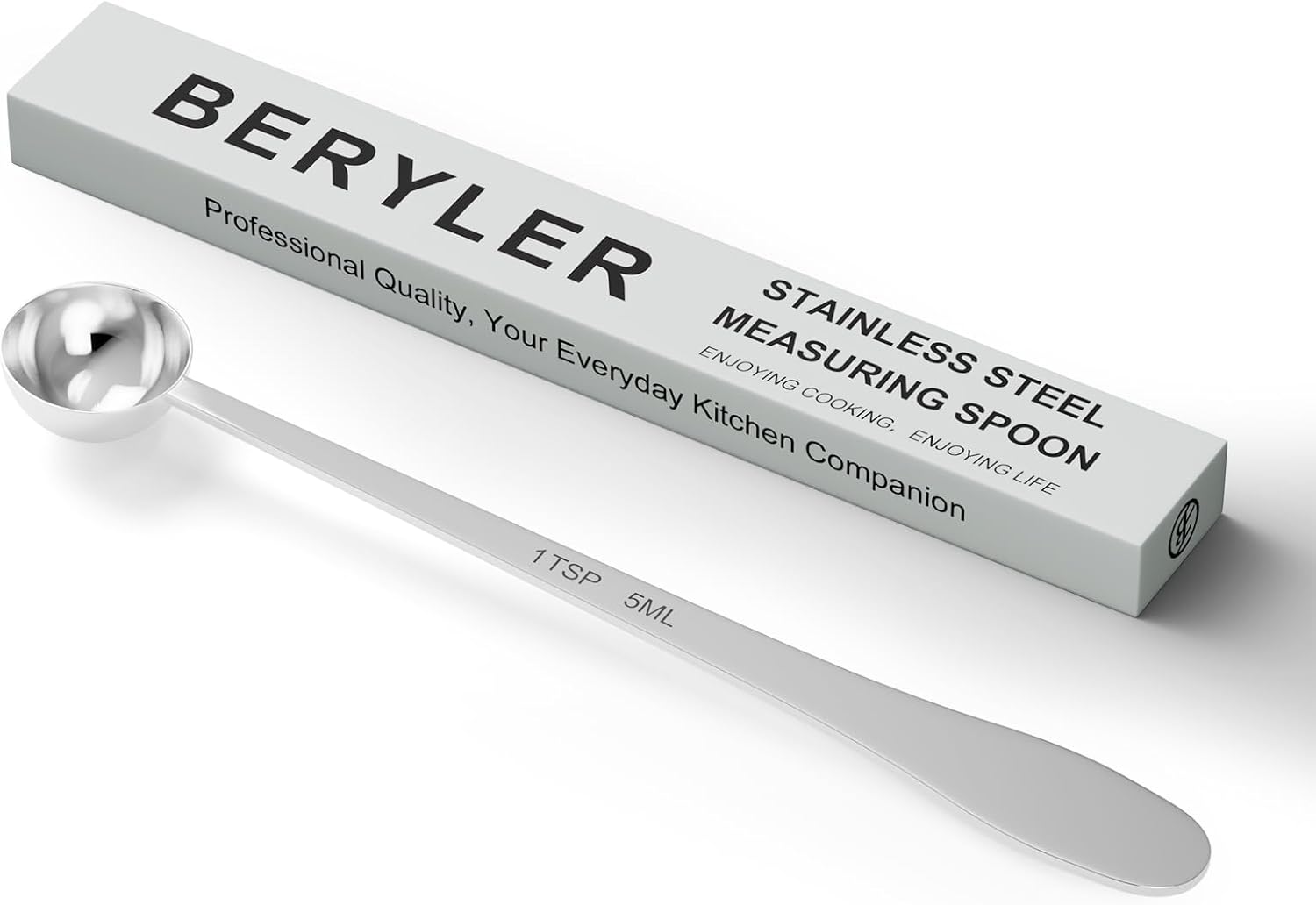 1PCS 1 Teaspoon(1tsp, 1/3tbsp, 5 ml) Single Measuring Spoon, Extra-long Handle Individual Measure Scoop, Stainless Steel Spoons Only