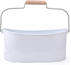 Alpha Living Home Farmhouse 4-Section Galvanized Utensil Caddy - Versatile Organizer for Kitchen, Party & Outdoor Events Rustic Silverware Holder, Cutlery Organizer, Picnic (White)