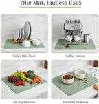 Dish Drying Mat Super Absorbent – 24" x 16" Coffee Mat for Countertops – Non-Slip Drying Mat for Kitchen Counter – Easy to Clean Water Absorbent Mat – Large Dish Drying Mats (Sage)