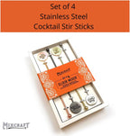Elixir Mixer Cocktail Stirrers, Stainless Steel Drink Stirring Swizzle Sticks, Mixed Metals, Set of 4