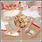 Silicone Pastry Mat - 26"x16" Non Slip Baking Mat with Measurements, Extra Large Dough Mats for Counter, Ideal for Rolling Dough, Fondant, Pizza, Pie, Cookies