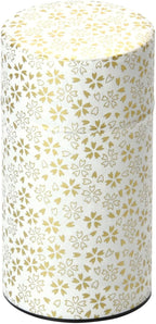 Japanese Pokkan Coffee Spice Tea Tin Canister Washi Paper Storage with Lid 7.05 oz Capacity (Kenran Hana)