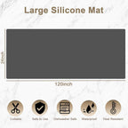 120"x24"(305cmx60cm) Large Silicone Kitchen Counter Mat, Heat Resistant Non-Slip Countertop Protector, Waterproof Multipurpose Mat for Kitchen Island, Semitransparent