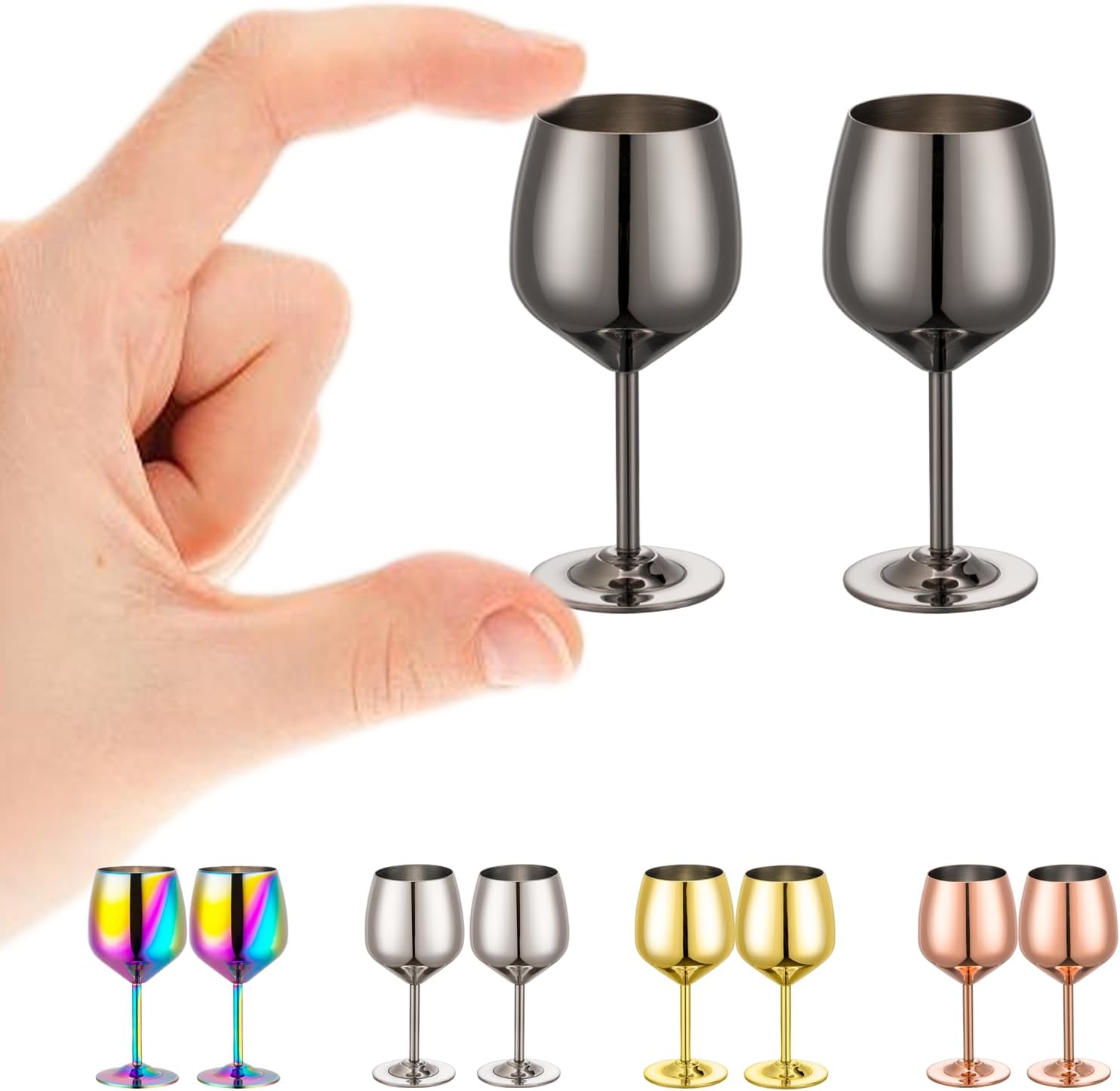 2 oz Shot Glasses, Stainless Steel Shot Glasses, Mini Wine Glass Perfect for Tasting Brandy,Suitable for family dinner party, party supplies, bar tools, gifts(set of 2) (Black)