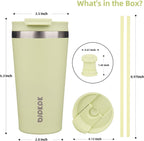 BJPKPK 18oz Insulated Tumbler With lid And Straw Stainless Steel Tumblers Travel Coffee Mug Reusable Thermal Cup,Macaron Green