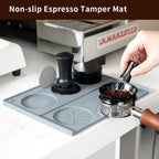 Espresso Tamping Mat - Espresso Tamping Station Food Grade Silicone Coffee Tamper Mat Espresso Accessory for Baristas Home Kitchen Bar Coffee Shop 9.84Inch x 7.87Inch (Grey)