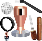 51mm Espresso Tamper Set, 5PCS Coffee Tamper Kit with WDT Tool, Coffee Stirrer, Dosing Funnel, Puck Screen 51mm Espresso Accessories Tampers Kit (Rose Gold)