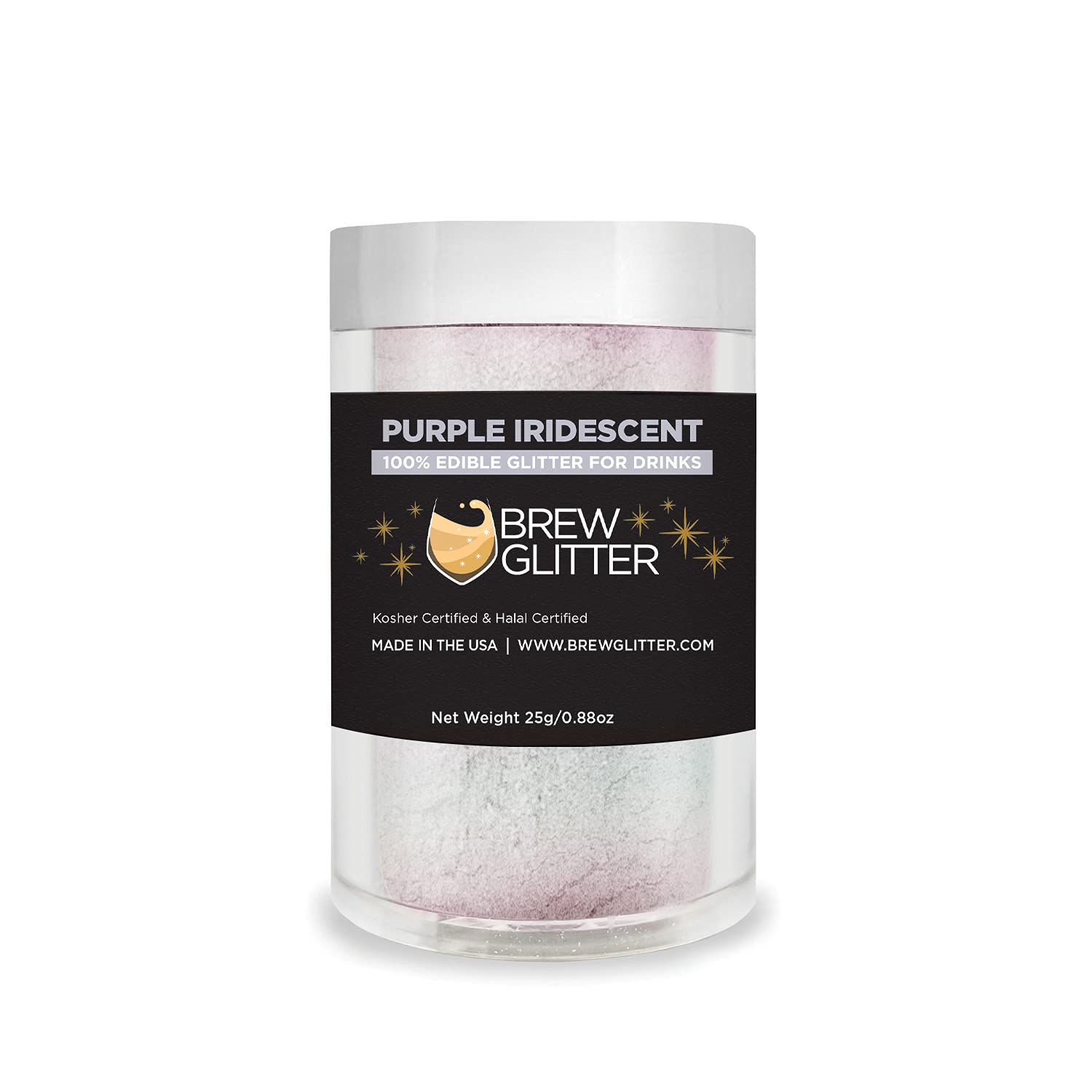 Purple Iridescent BREW GLITTER Edible Glitter For Drinks, Cocktails, Beer, Garnish Glitter & Beverages | 100% Edible & Food Grade | Vegan, Gluten, Nut Free (25g, Purple Iridescent)