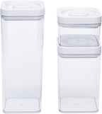 Amazon Basics Airtight Food Storage Containers, BPA Free, with Twist/Turn Lids, for Kitchen Pantry Organization, 10-Piece Square Set, Clear Plastic
