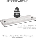 Urban Legacy Reclaimed Barnwood Planks | Floating Shelves for Wall w/Flush Mount Shelf Bracket Set Included | Set of 2 (White Wash, 18"x 4.5"x 2")