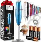 Zulay Kitchen Powerful Milk Frother Wand With 4 AA Duracell Batteries - Ultra Fast Handheld Drink Mixer - Electric Whisk Foam Maker for Coffee, Lattes, Cappuccino, Matcha & Creamer -