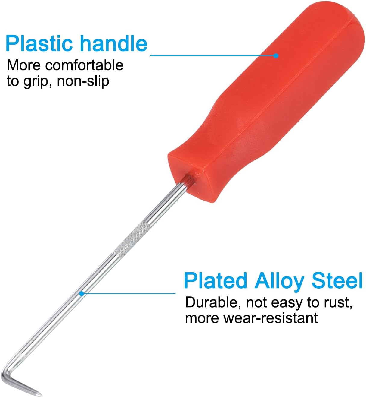 PATIKIL O-Ring 90 Degree Picks 142mm, 2 Pcs Oil Seal Gasket Precision Screwdriver Puller Remover Removal Tool, Red