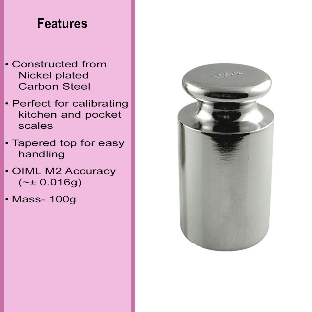 American Weigh Scales Calibration Weight for AWS Digital Scale, Carbon Steel, Solid Stainless Steel Chrome Finish, 100g (100WGT)
