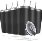 6 Pack 30oz Stainless Steel Tumblers Bulk Reusable Travel Mugs with Lid, Double Wall Powder Coated Coffe Cup for Home, Office, Outdoor Suitable for Vehicle Cup Holders