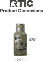 RTIC Little Journey Bottle with Straw, Insulated, Stainless Steel, Metal, Double Wall Vacuum-Insulation, Ceramic-Lined, Leak-Proof Lid, BPA-Free Water Flask for Sports, Travel, Happy Camper