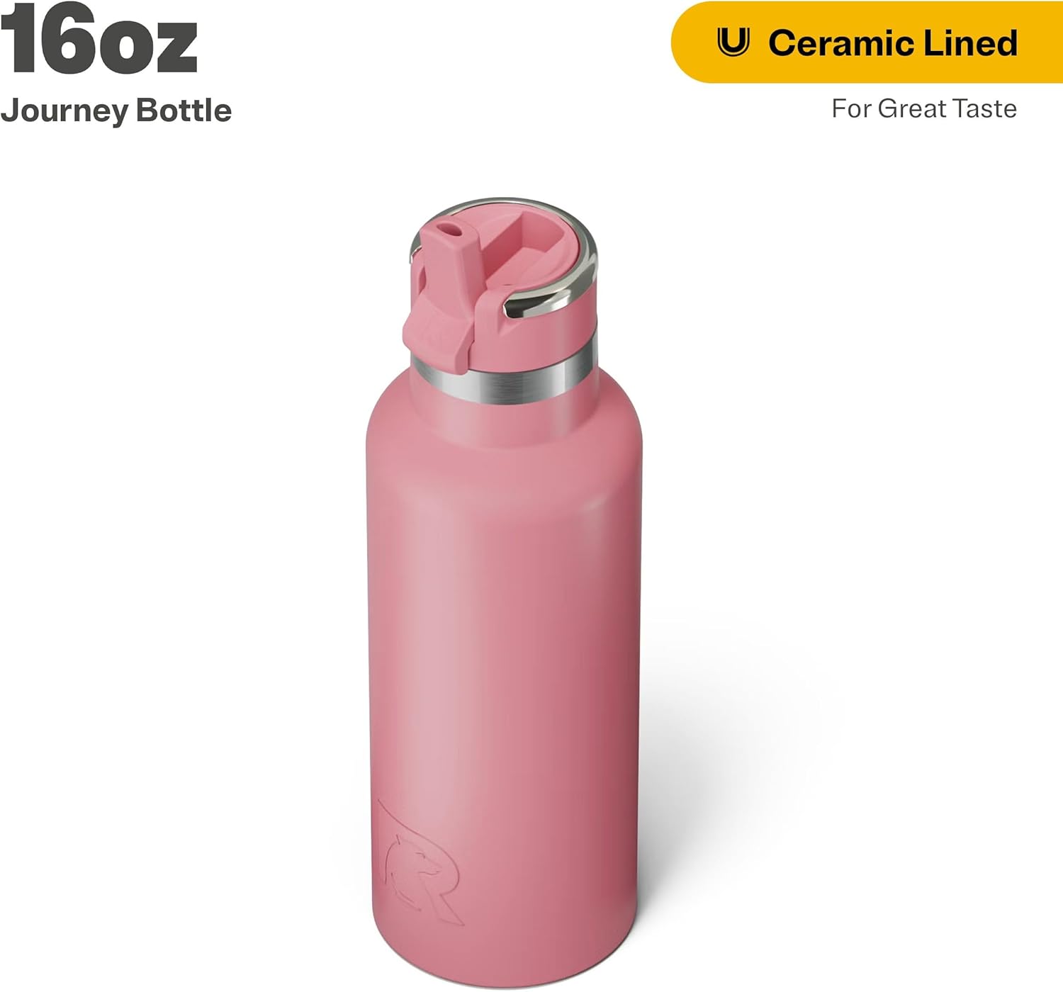 RTIC 16oz Journey Bottle Metal Stainless Steel Vacuum Insulated, BPA Free, Reusable, for Water, Hot and Cold Drinks, Travel, Sports, Camping, Dusty Rose