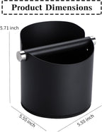 Italian Espresso Knock Box, Stainless Steel, with Detachable Tapping Rod and Anti Slip Rubber Base (Black, 800ml)