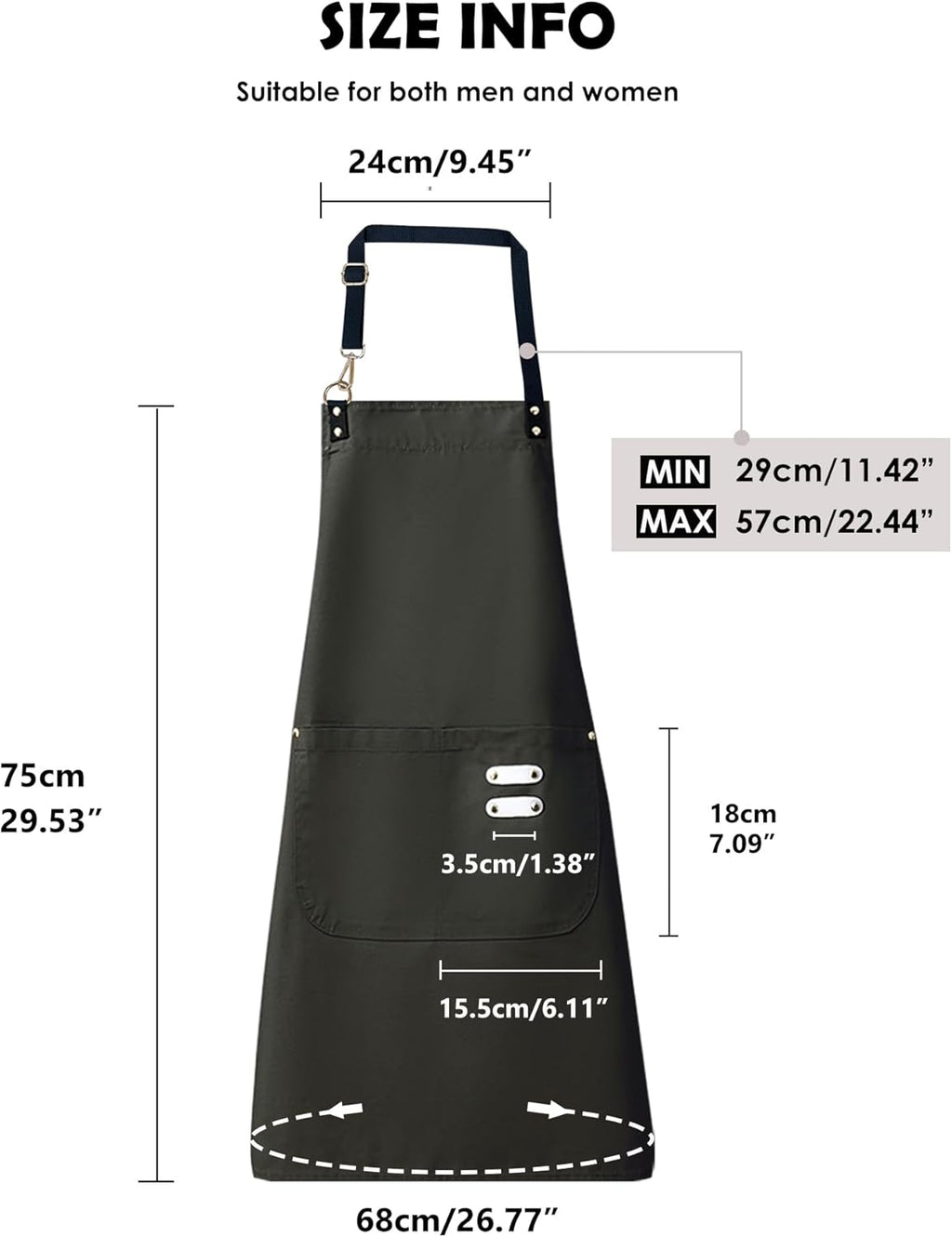 Lisianthus 2 Pack Adjustable Bib Aprons for Women with Pockets, Men's Kitchen Cooking Apron