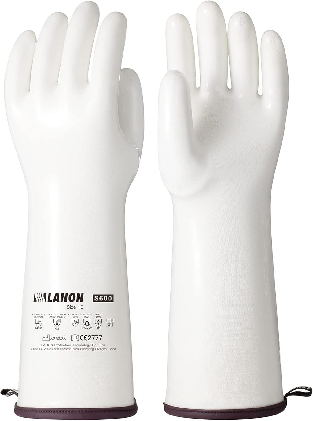 LANON 15" Liquid Silicone Heat Resistant Oven Gloves, Food Grade, CoralAir Liner, Waterproof, Extra Long, XL
