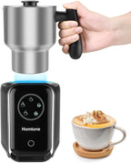 Homtone 5-in-1 Induction Milk Frother, 21oz Removable Automatic Milk Frother Dishwasher Safe for Latte, Hot Chocolate, and Hot and Cold Milk Froth, Chocolate Milk