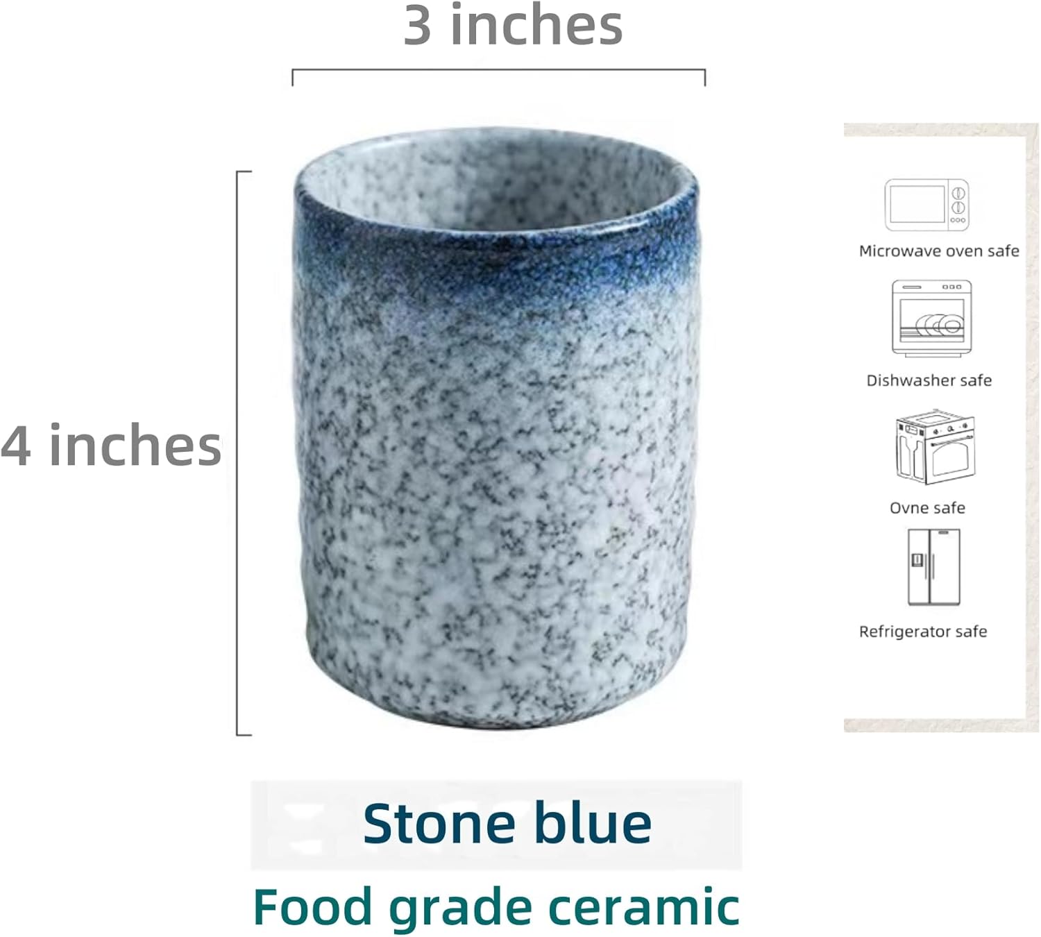 Stoneware Coffee Bar Utensil Holder Tea & Coffee Spoon & Stirrer Holder for Stir Stick Straw Teaspoon Holder Spoon Cup Small Utensil Jar (Stone Blue)