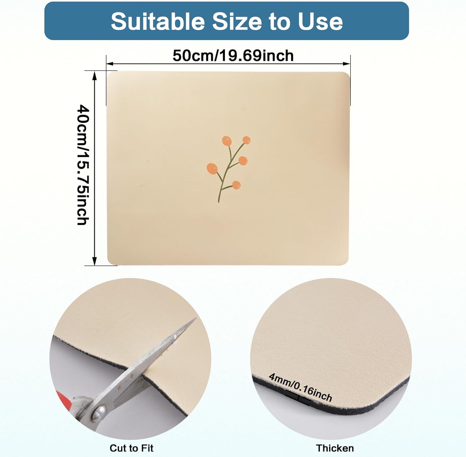 Cream Dish Drying Mat 16''x19'', Absorbent Anti Spill Bar Mat for Kitchen Counter, Fits Under Coffee Maker & Espresso Machine