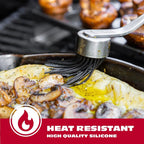 BBQ-AID Basting Brush - For Marinating, Glazing, Seasoning - Bbq Silicone Brush Cooking, Baster for Cooking Brush - Premium Wood Handle, Stainless Steel Core and Silicone Bristles for Easy Cleaning