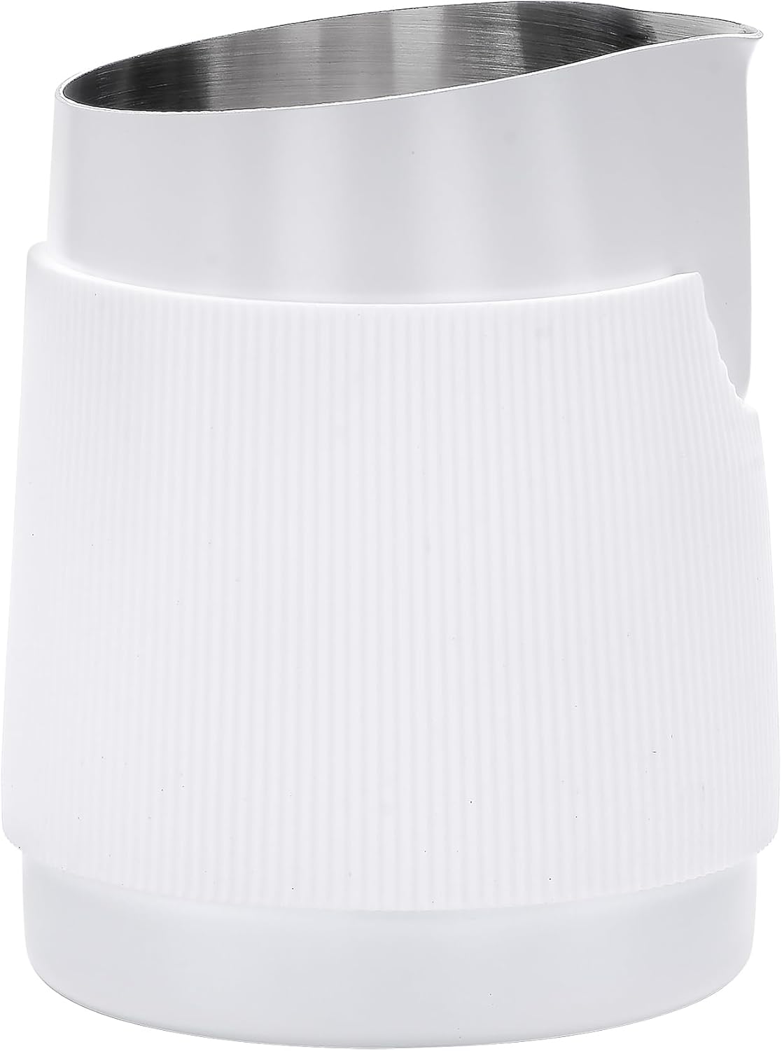 Normcore Handleless Milk Pitcher with Round Spout, Espresso Steaming Pitcher, 18/8 Stainless Steel Milk Frothing Jug, Coffee Cappuccino Latte Art Barista Cup, Non-stick coating White - 20.3oz / 600ml