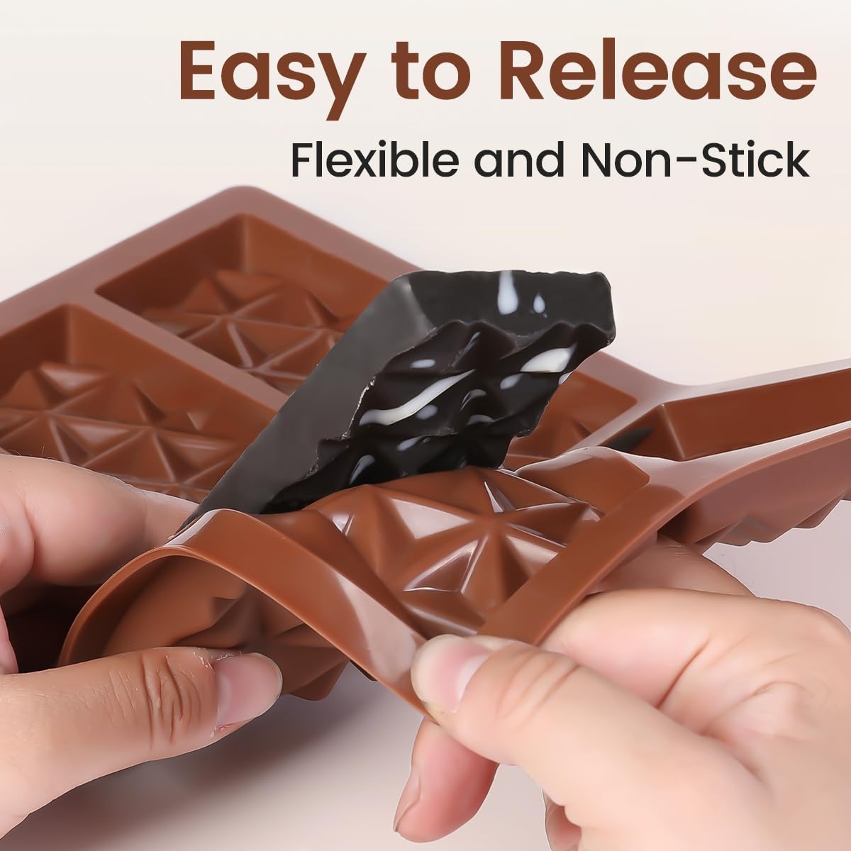 Chocolate Bar Molds Deep Silicone Break-Apart Chocolate Nonstick Protein and Energy Thick Candy Bar Mold Wax Melt Mold 1 Pack Pyramid Shape