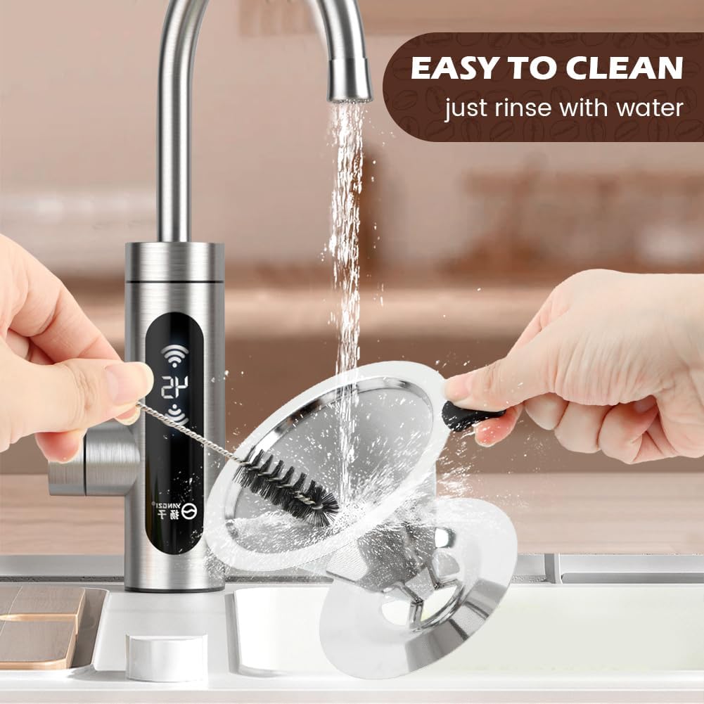 Pour Over Coffee Dripper with Cleaning Brush, Stainless Steel Cone Coffee Filter Fine Mesh Double Layer, Paperless Reusable Coffee Filter, Drip Cone Brew Coffee Strainer(SIZE:Small)