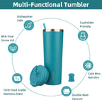 BJPKPK 30oz Tumbler With lid And Straw Stainless Steel Travel Coffee Mug Insulated Tumblers Cups,Laguna