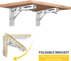 Folding Shelf Brackets Heavy Duty Stainless Steel – Wall Mounted Collapsible Table Bracket for DIY Workbench, RV Countertop, Kitchen Folding Desk 2 Pack
