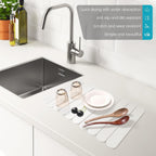 Extral Large Quick Dry Stone Drying Mat for Kitchen Counter,24"(L)x16"(W) Collapsible Eco-Friendly Absorbent Diatomaceous Earth Mat for Dishes Cups,Dish Drying Mats (White-Ellipse, 24x16 inch)