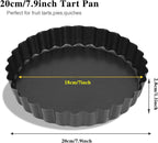 7 Inch Tart Pan Fluted Fruit Pie Pans with Removable Base Nonstick Coating Tarts Molds for Baking Supply For Pizza Tartlet Cake Quiche