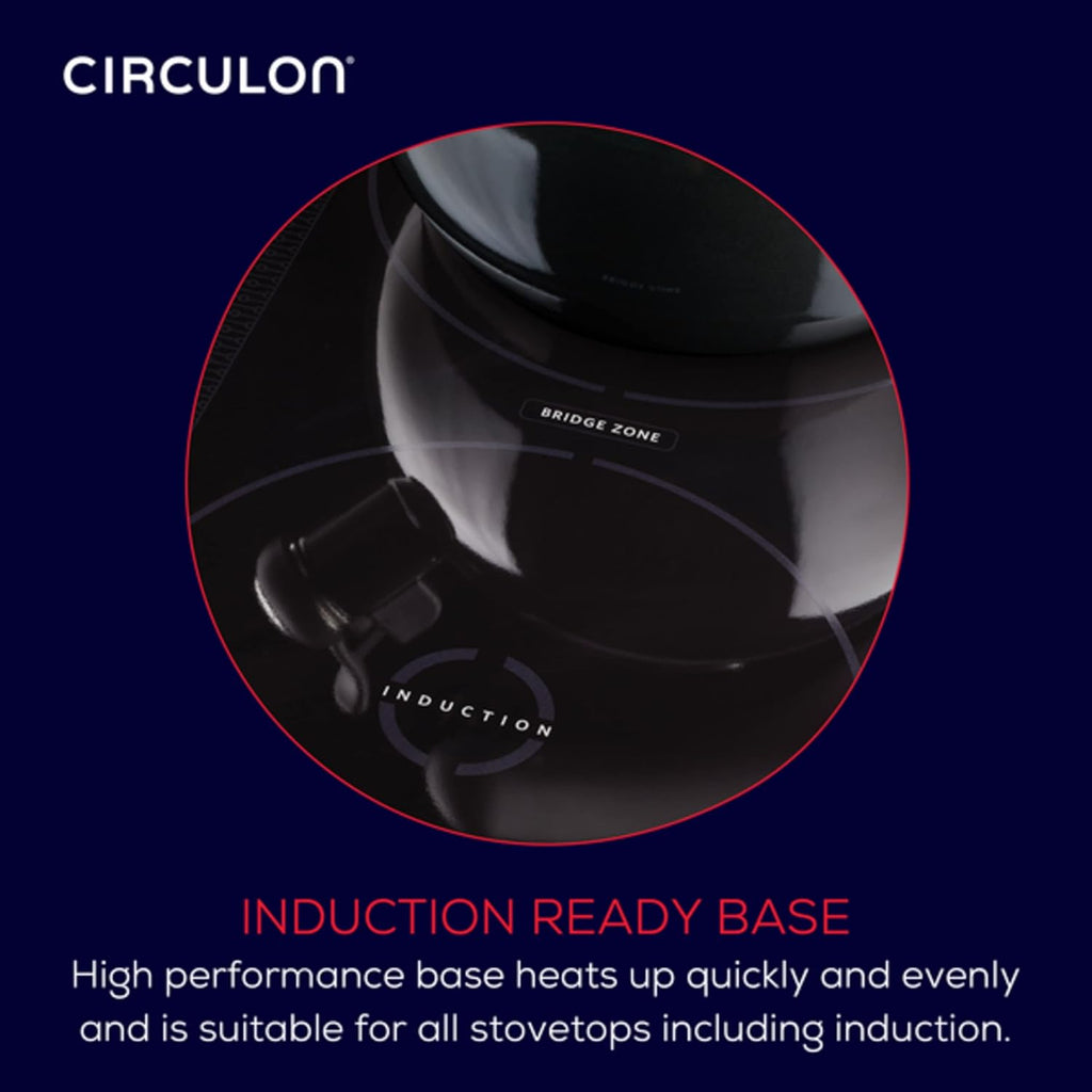 Circulon Enamel on Steel Whistling Teakettle/Teapot With Flip-Up Spout, 2 Quart - Black