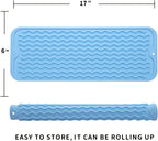 Silicone Dish Drying Mat for Multiple Usage,Easy clean,Eco-friendly,Heat-resistant Silicone Mat for Kitchen Counter,Sink,Bar,Bottle,or Cup Light Blue M 17 inches x 6 inches