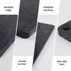 Black Marble Cutting Board For Kitchen, Large Marble Slab Pastry Board With Non-Slip Feet For Baking, Cheese, Charcuterie, Chocolate, 16x20 Inch, Pack Of 1 Piece