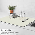 Bloss Coffee Bar Mat, Absorbent / Hides Stains / Rubber Backed - Dish Drying Mat Fits Under Coffee Maker or Espresso Machine(16.1"x24.1", Off White)