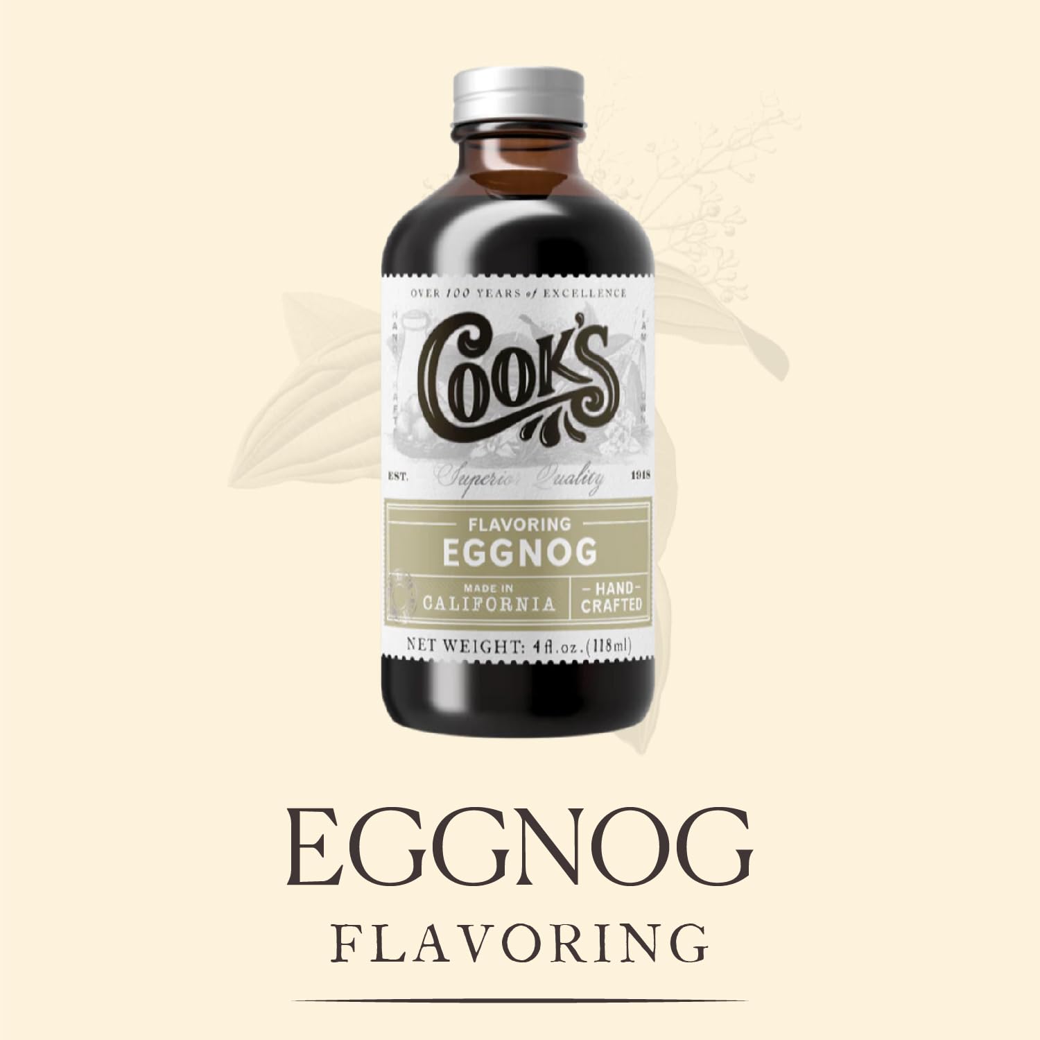 Cook's, Eggnog Flavoring, for Making Eggnog, Baking, Ice Cream, Custard, Cheesecake, and Cookies, 4 oz