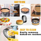 Springform Cake Pan Set of 3 (7, 8, 9 Inch) Heart Round Square Baking Pans Nonstick Cheesecake Pans with Removable Bottom Stainless Steel Bakeware for Cake, Mousse